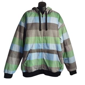 Original Deluxe Mens Hooded Jacket Multicolor Plaid Faux Sherpa Lined Sz 3XL NWT